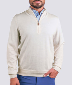 Italian Merino Quarter-Zip Sweater - Antique White