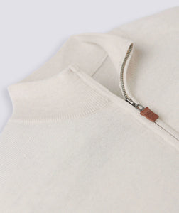 Italian Merino Quarter-Zip Sweater - Antique White