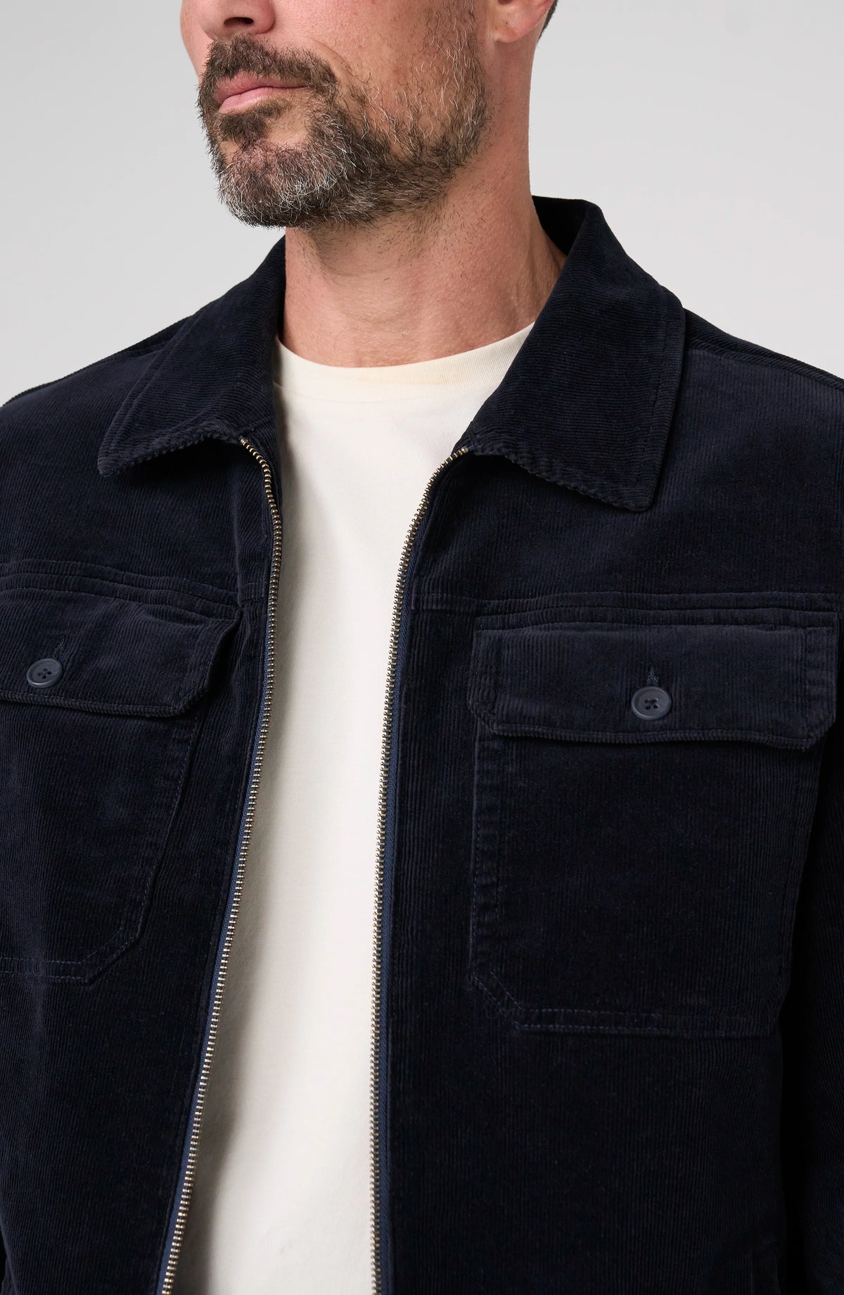 2-way Zip Corduroy Jacket - Dark navy