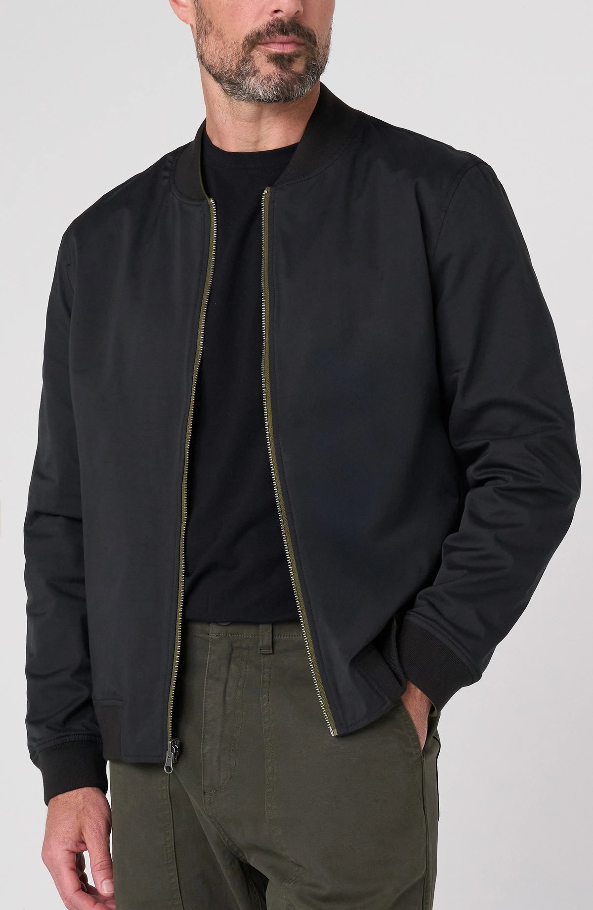 Reversible Bomber Jacket - Black and Olive