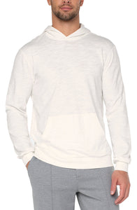 SLUB KNIT HOODIE - EGRET