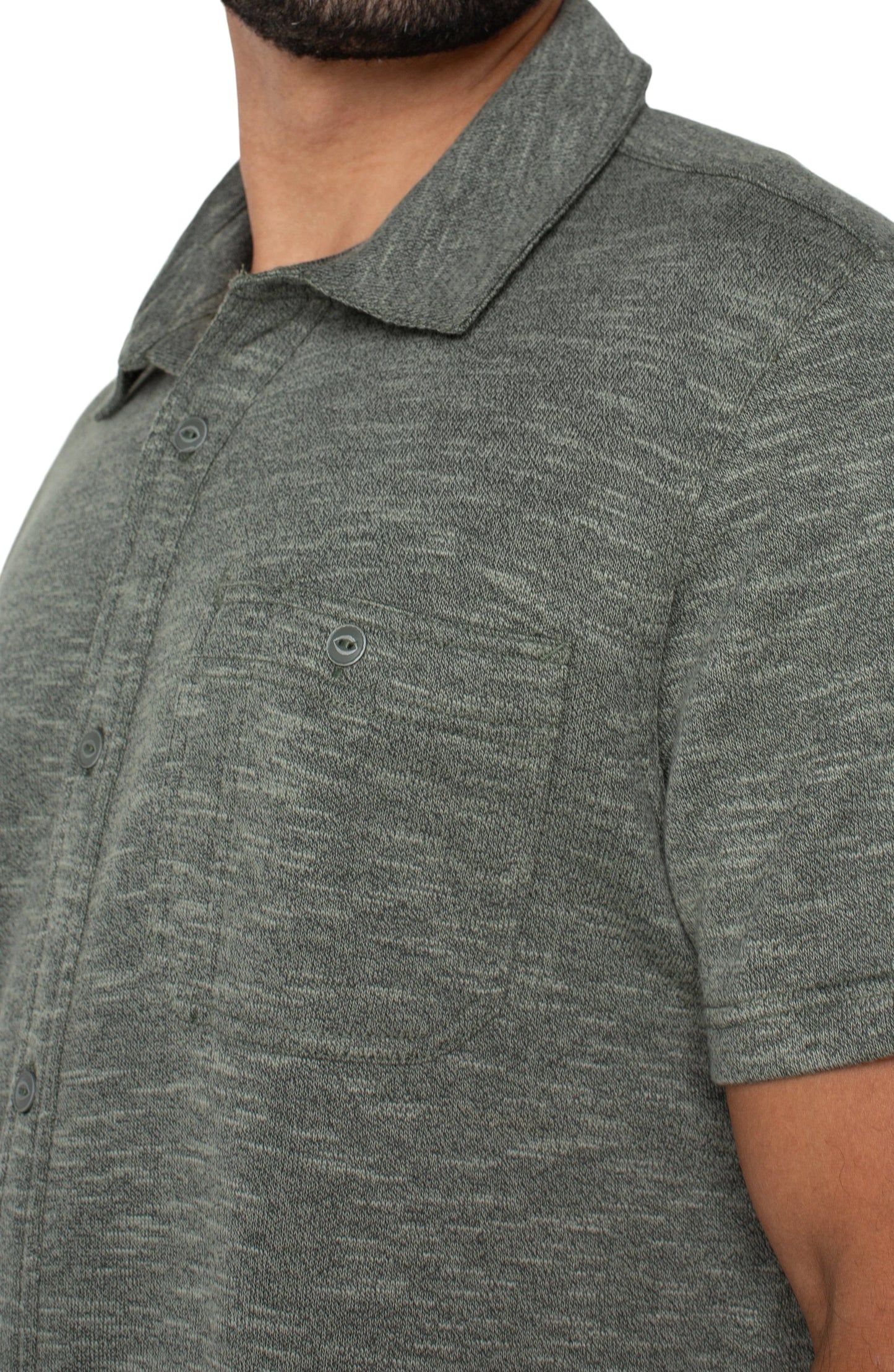 Button Up Short Sleeve Shirt - Heather Sage