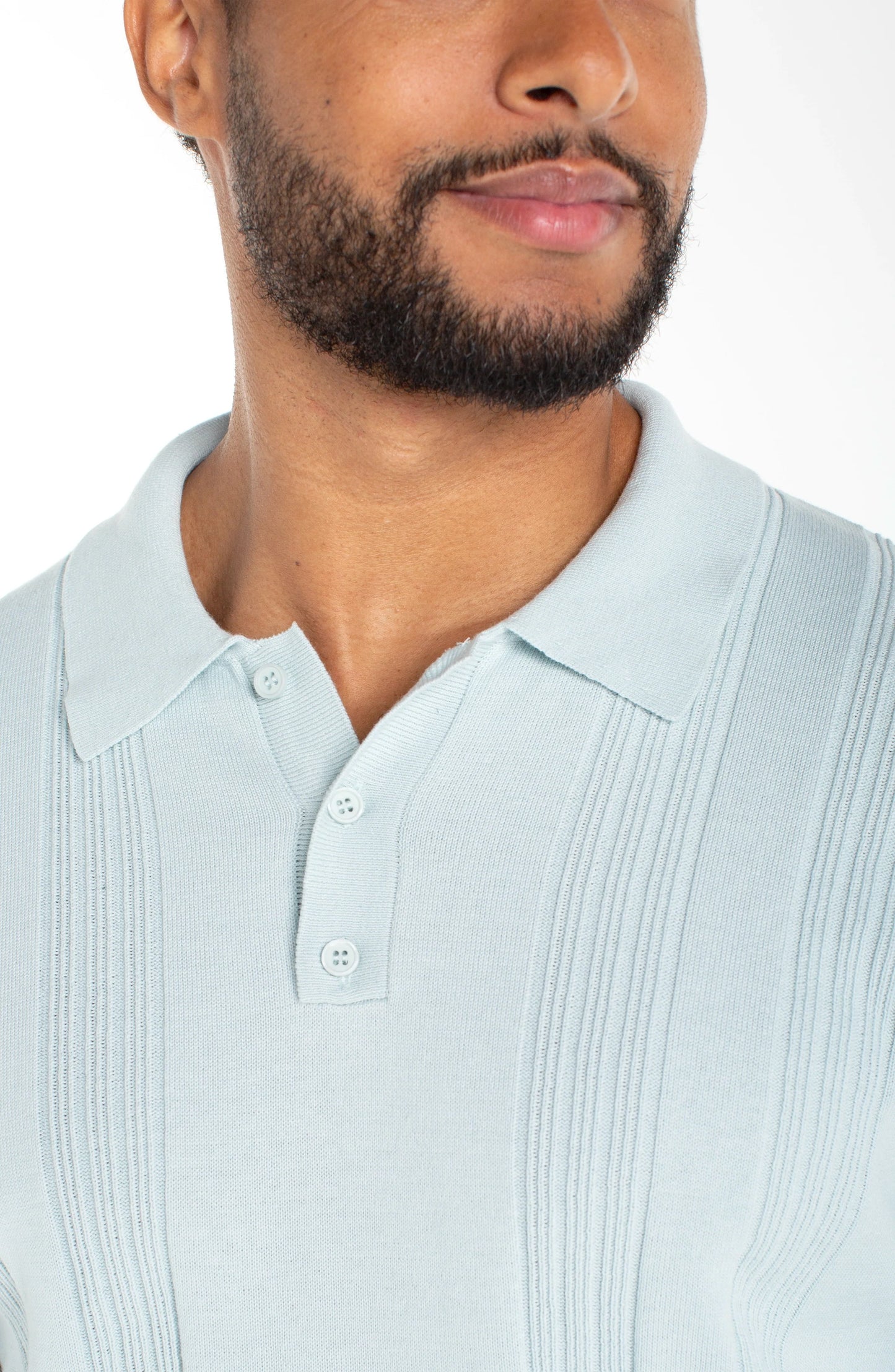Sweater Knit Polo -  Aqua