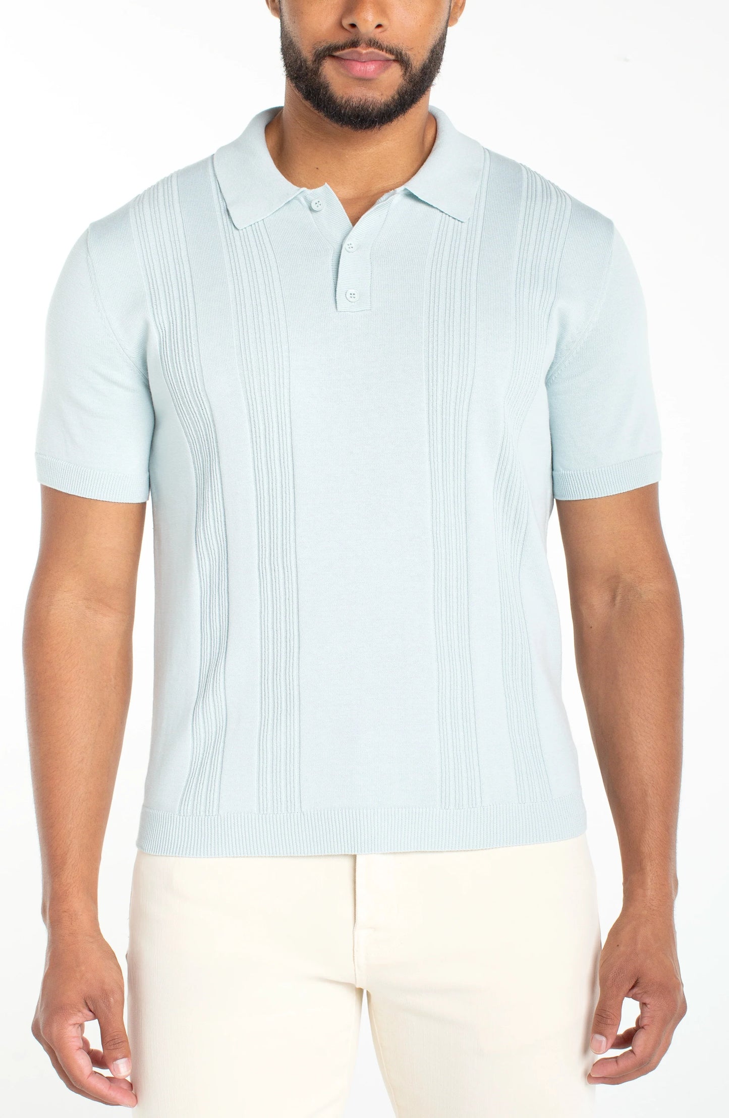 Sweater Knit Polo -  Aqua
