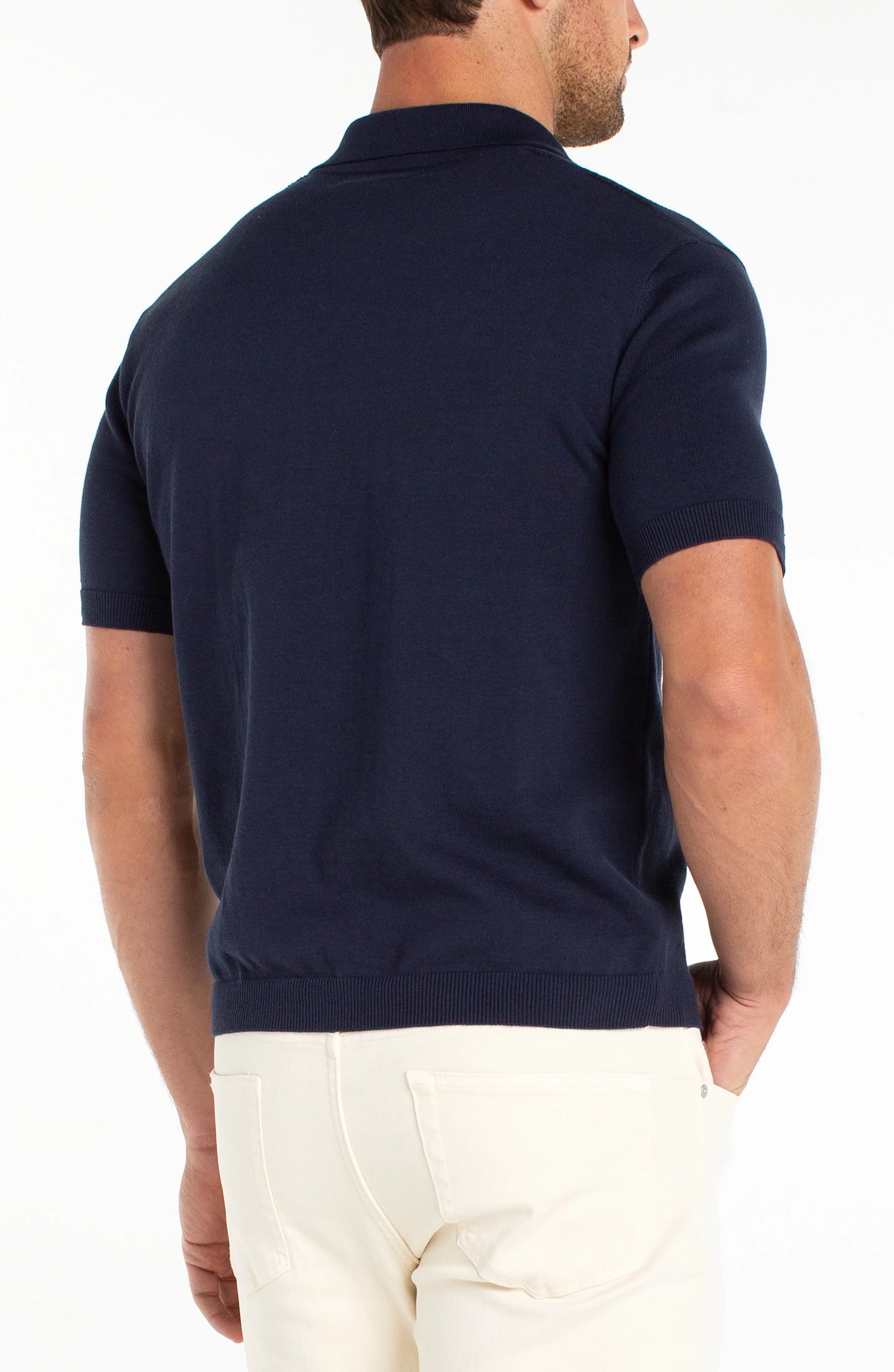 Sweater Knit Polo - Navy