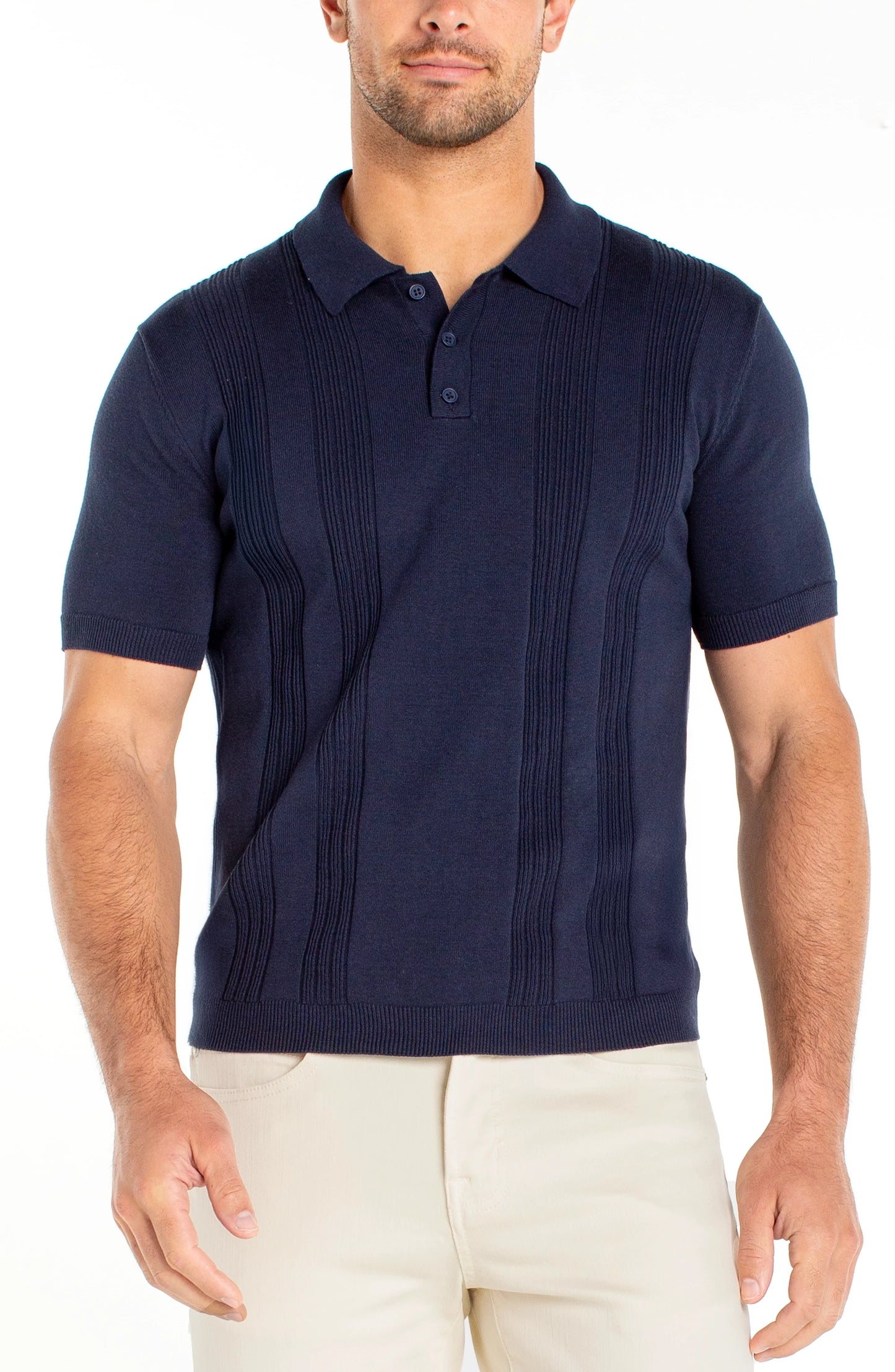 Sweater Knit Polo - Navy