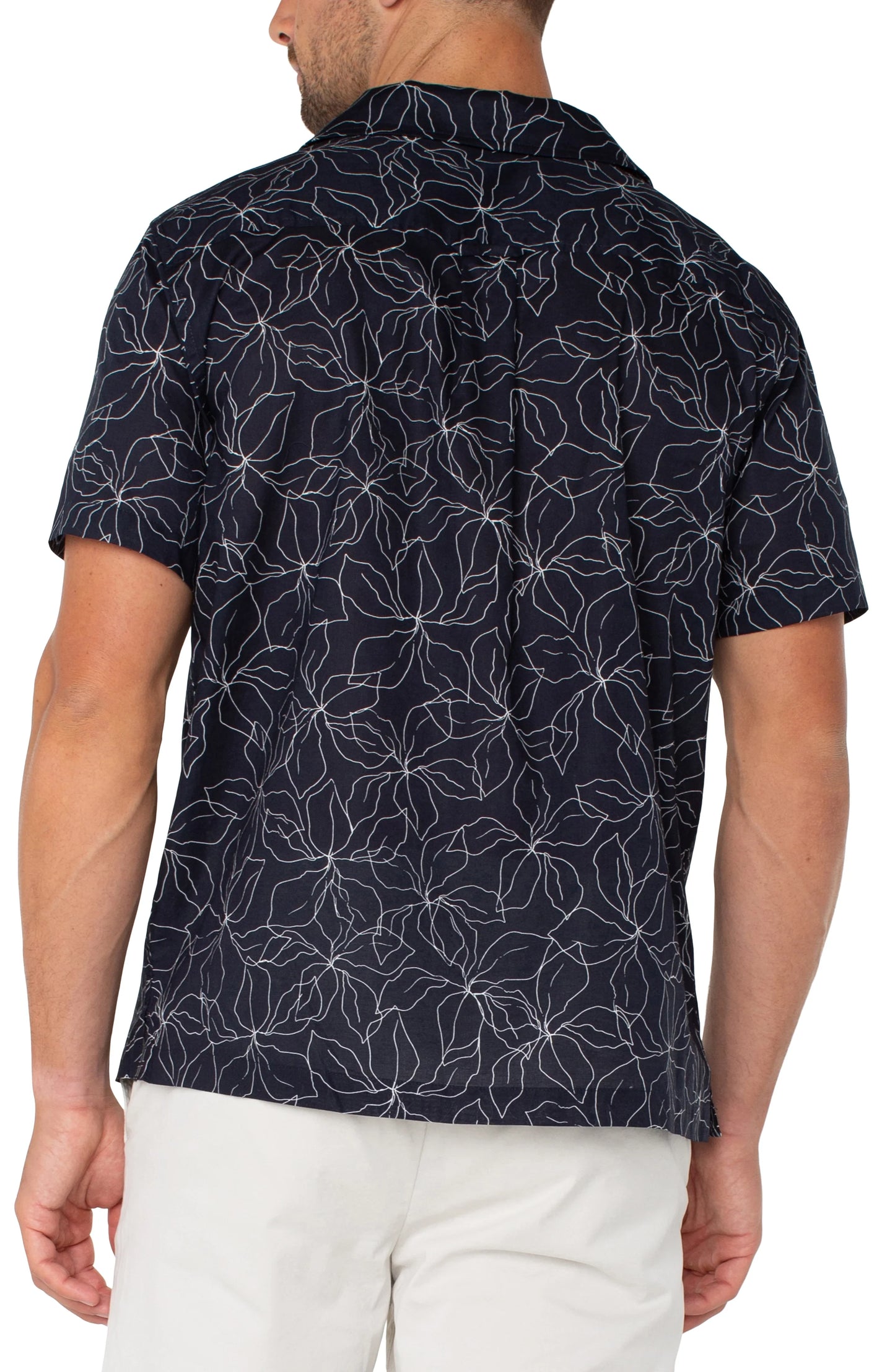 Button Up Short Sleeve Shirt -Navy