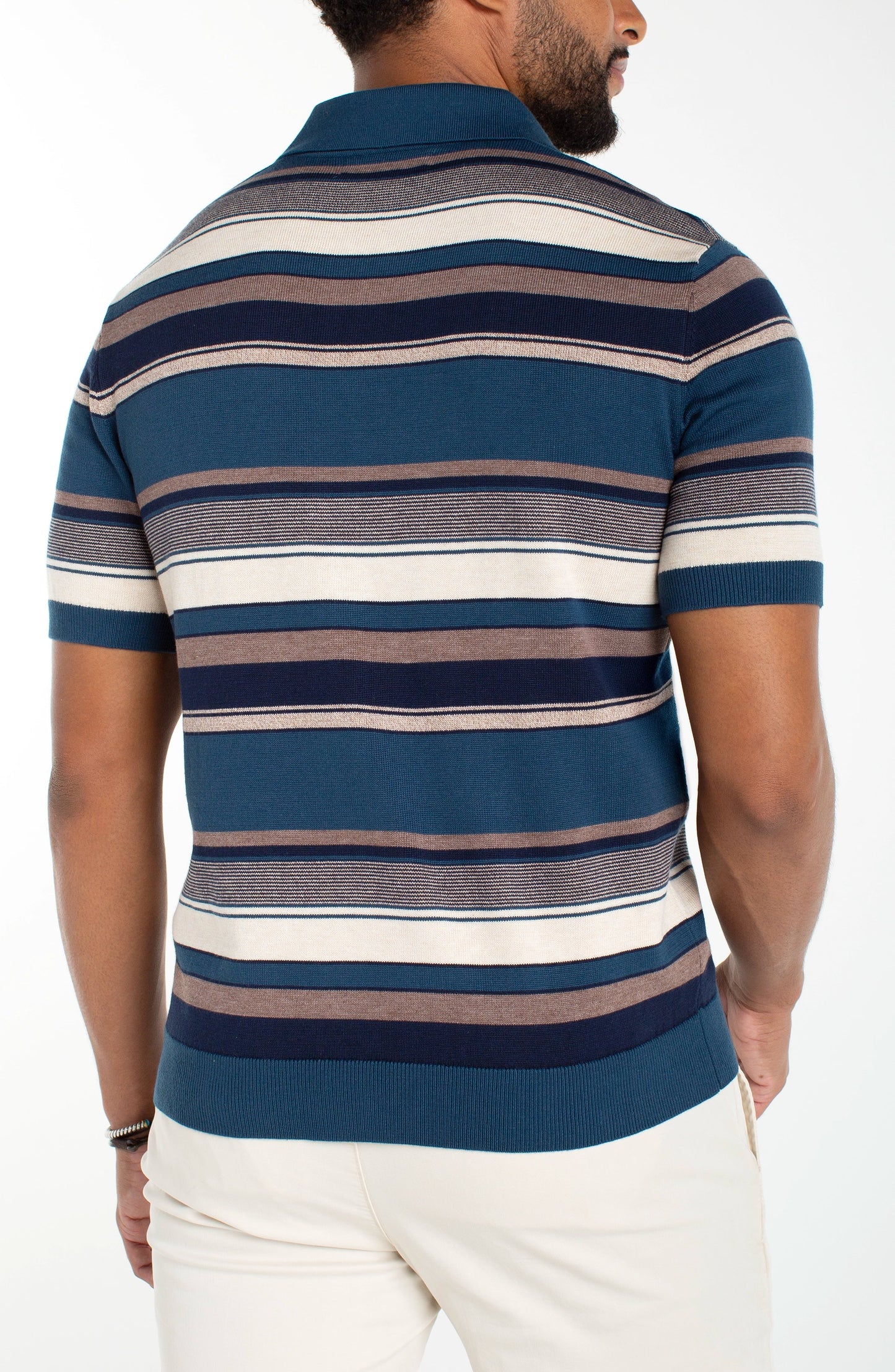 Johnny Collar Sweater Knit Polo - Navy Multi