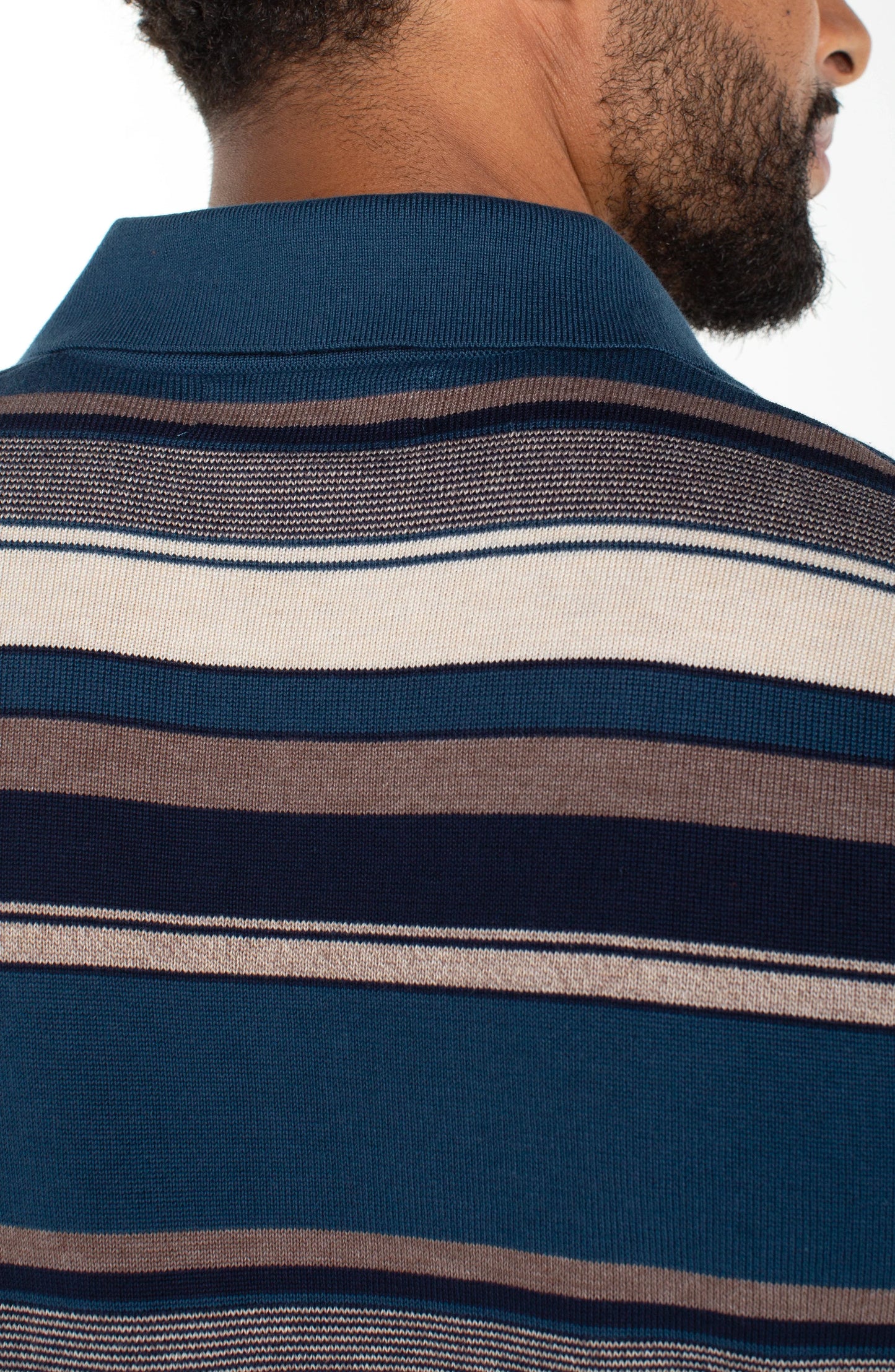 Johnny Collar Sweater Knit Polo - Navy Multi
