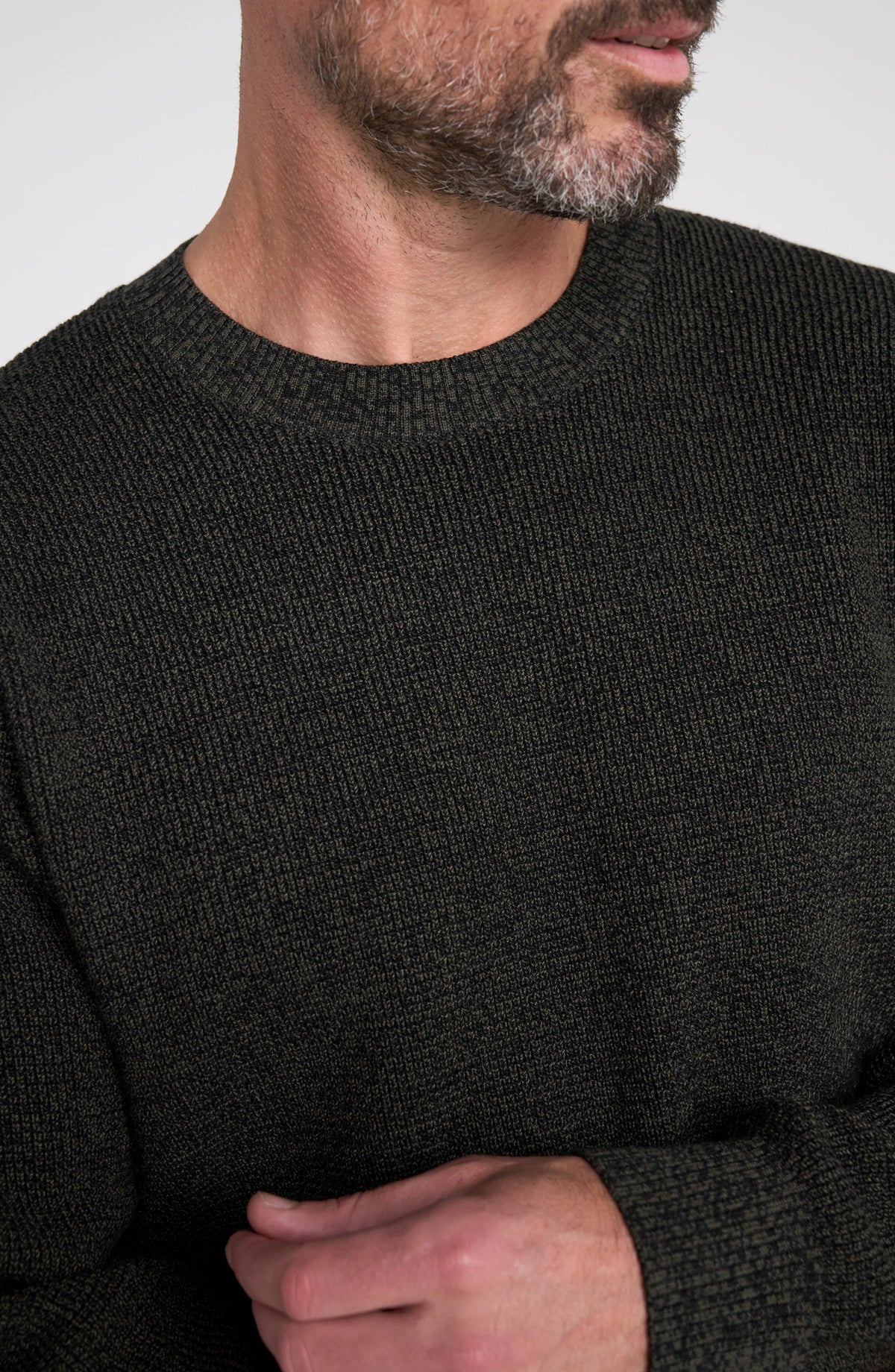 Long Sleeve Crew Neck Sweater - Olove  Black
