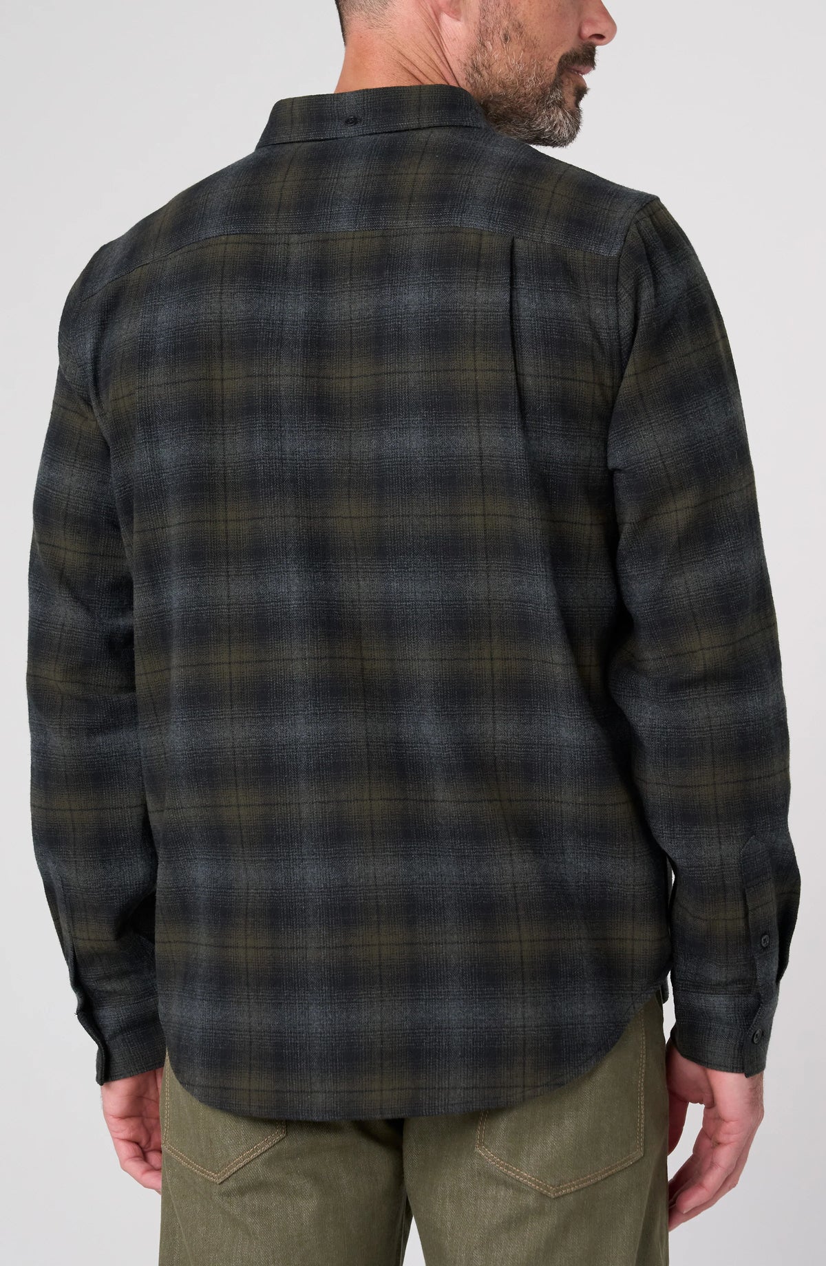 Long Sleeve Button Up Shirt - Olive Grey Multi