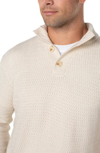 Button Mock Neck Sweater - Cream
