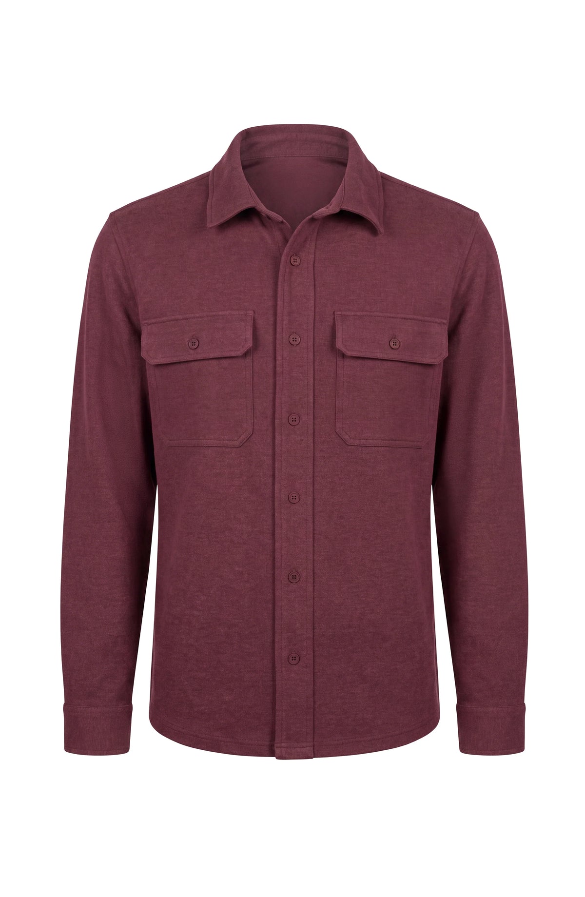 Long Sleeve Button Up Knit Shirt - Windsor wine