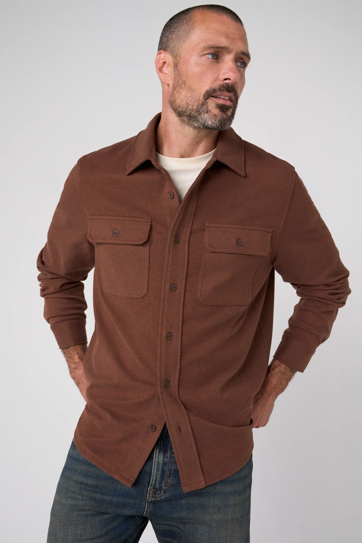 Flap Pocket Overshirt - Chocolate Sauce