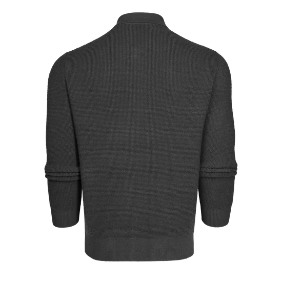 Saratoga Waffle Stitch Sweater Polo - Dark Grey Heather