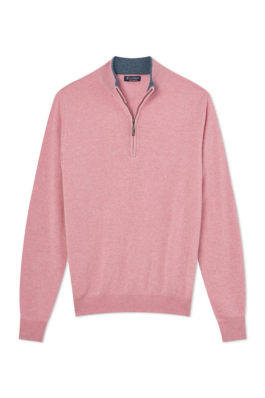 Maxwell Cashmere Quarter Zip - Blush Heather