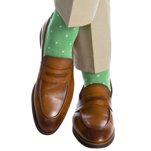 Grass Green with White Dot Cotton Sock