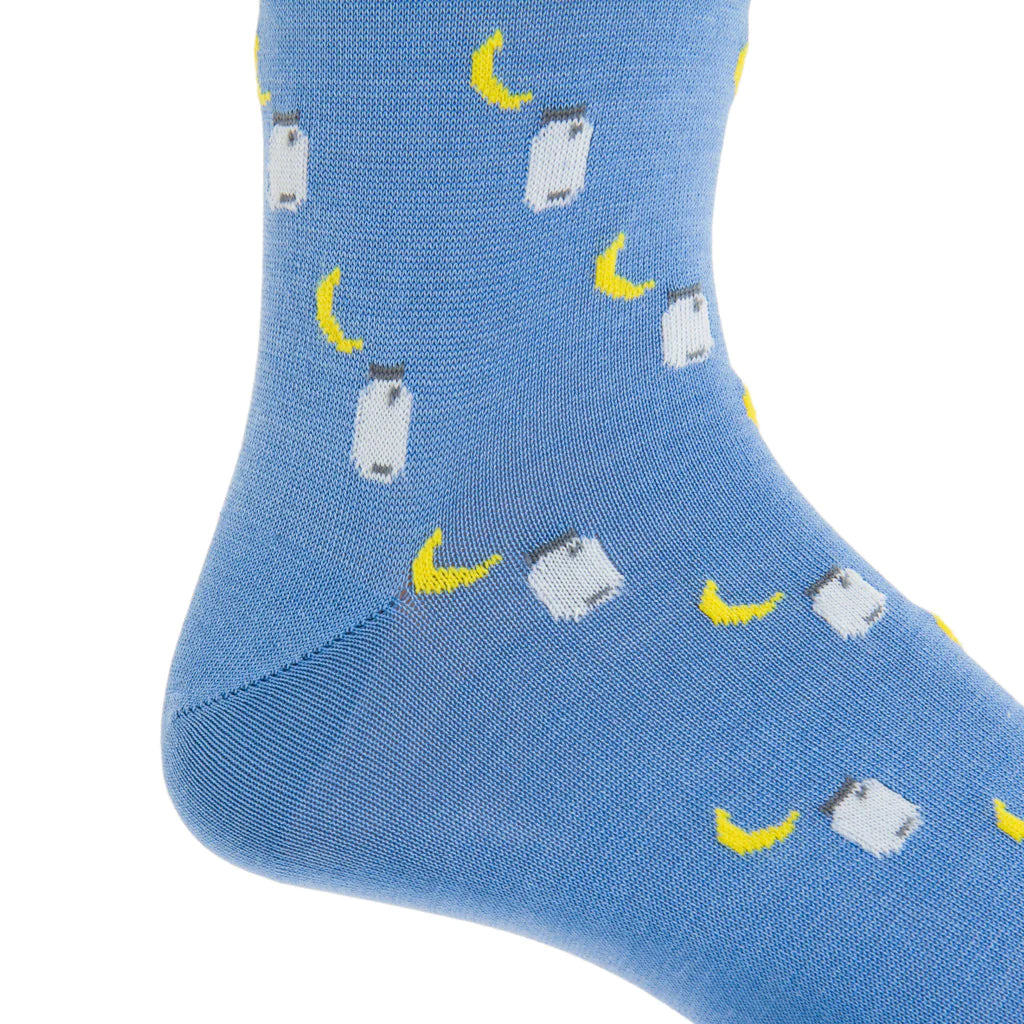 Azure Blue with Yolk, White and Steel Gray Moonshine Cotton Sock