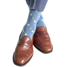 Load image into Gallery viewer, Azure Blue with Yolk, White and Steel Gray Moonshine Cotton Sock
