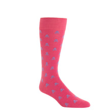 Load image into Gallery viewer, Coral with Azure Blue Skull and Crossbone Cotton Sock
