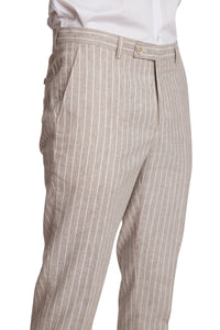 Downing Dress Pants - Tan White Pinstripes