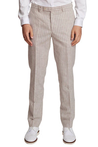 Downing Dress Pants - Tan White Pinstripes