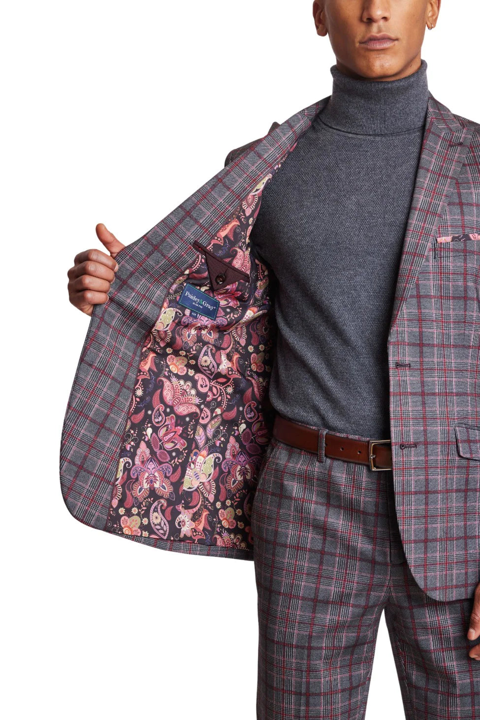 Ashton  - Charcoal Burgundy Pink Check