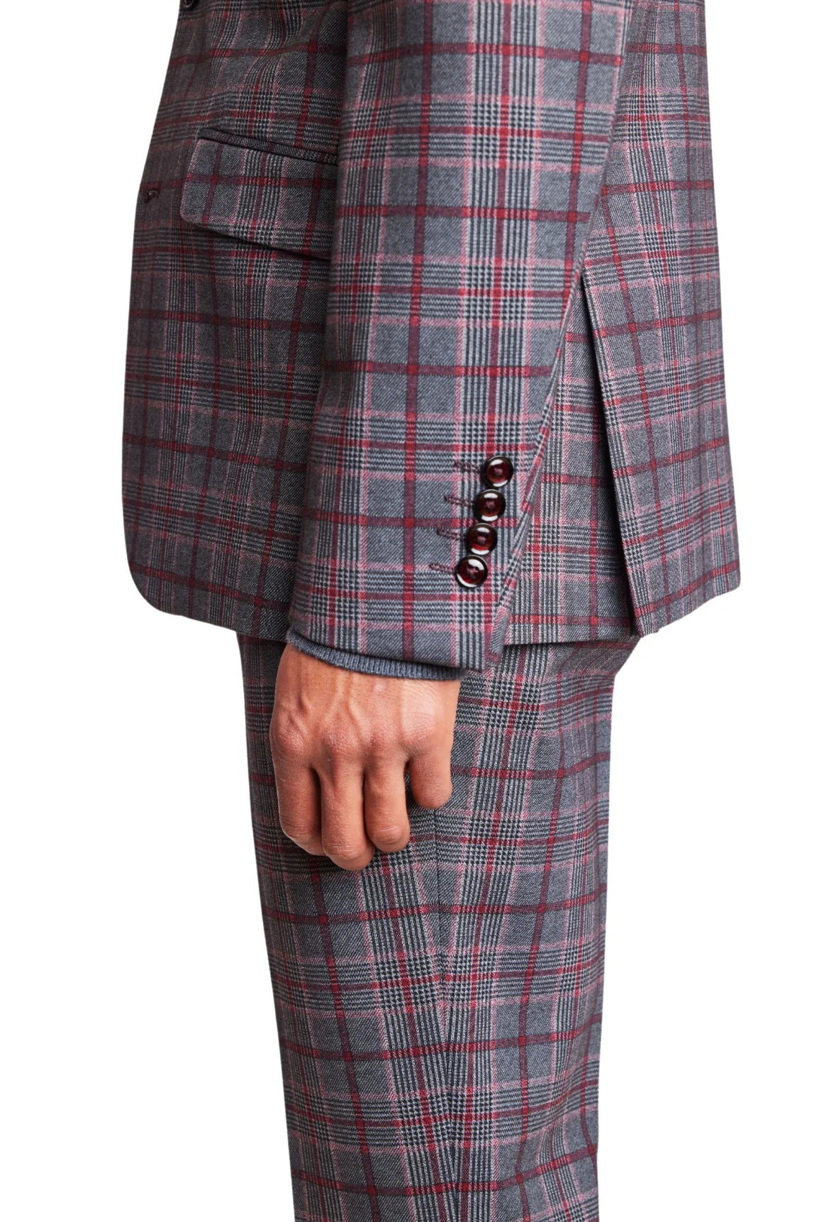 Ashton  - Charcoal Burgundy Pink Check