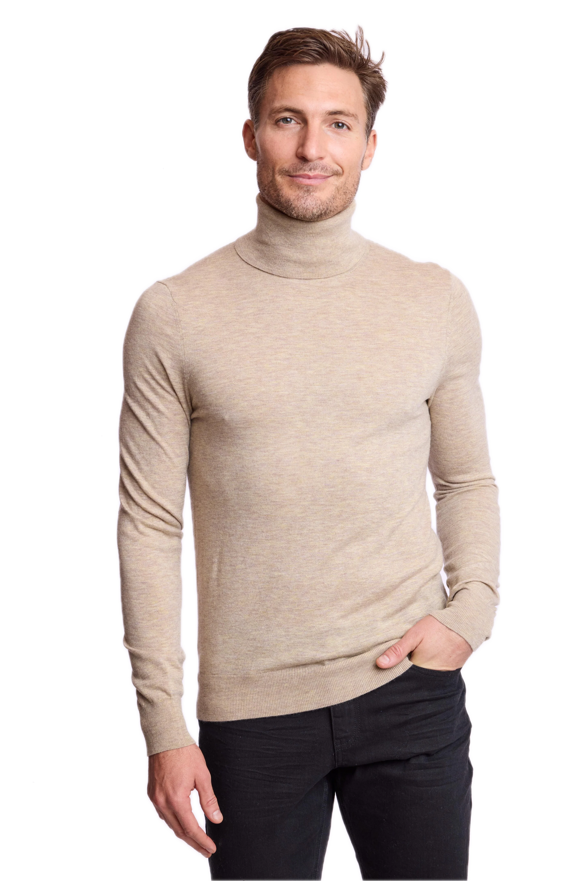 Luxe Fine Gauge Turtleneck  - British Tan