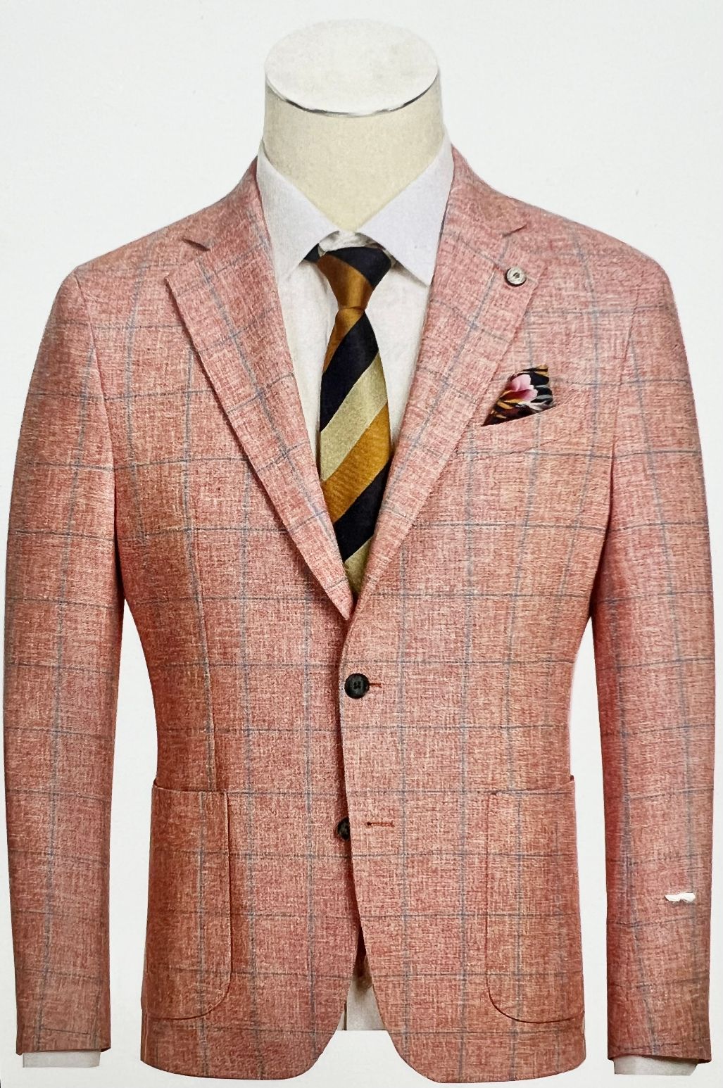 Pellagio Men's Blazer Half Canvas - Pink Plaid