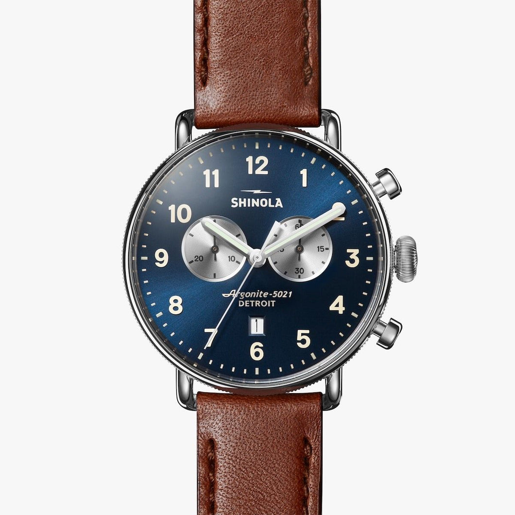 The Canfield Chrono - Dark Cognac Leather Strap