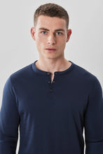 Load image into Gallery viewer, The Barakett Long-Sleeve Henley - Blue Night
