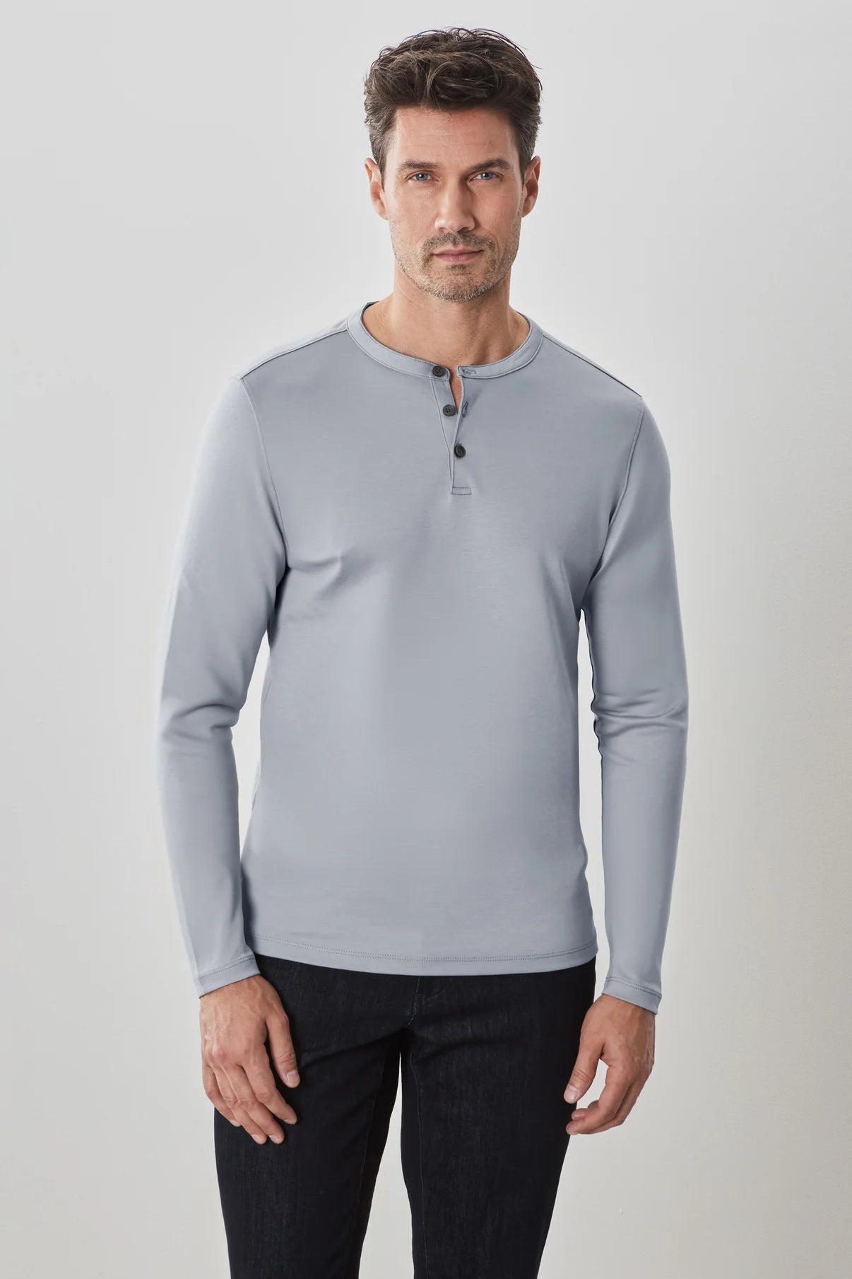 The Barakett Long-Sleeve Henley - Monument Grey