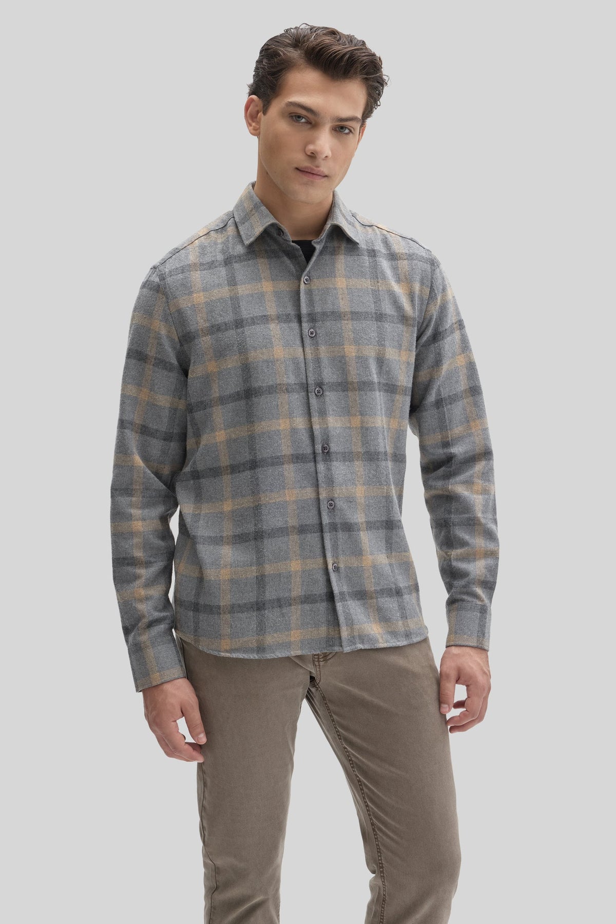 Liam Flannel Woven Shirt - Griffin Grey