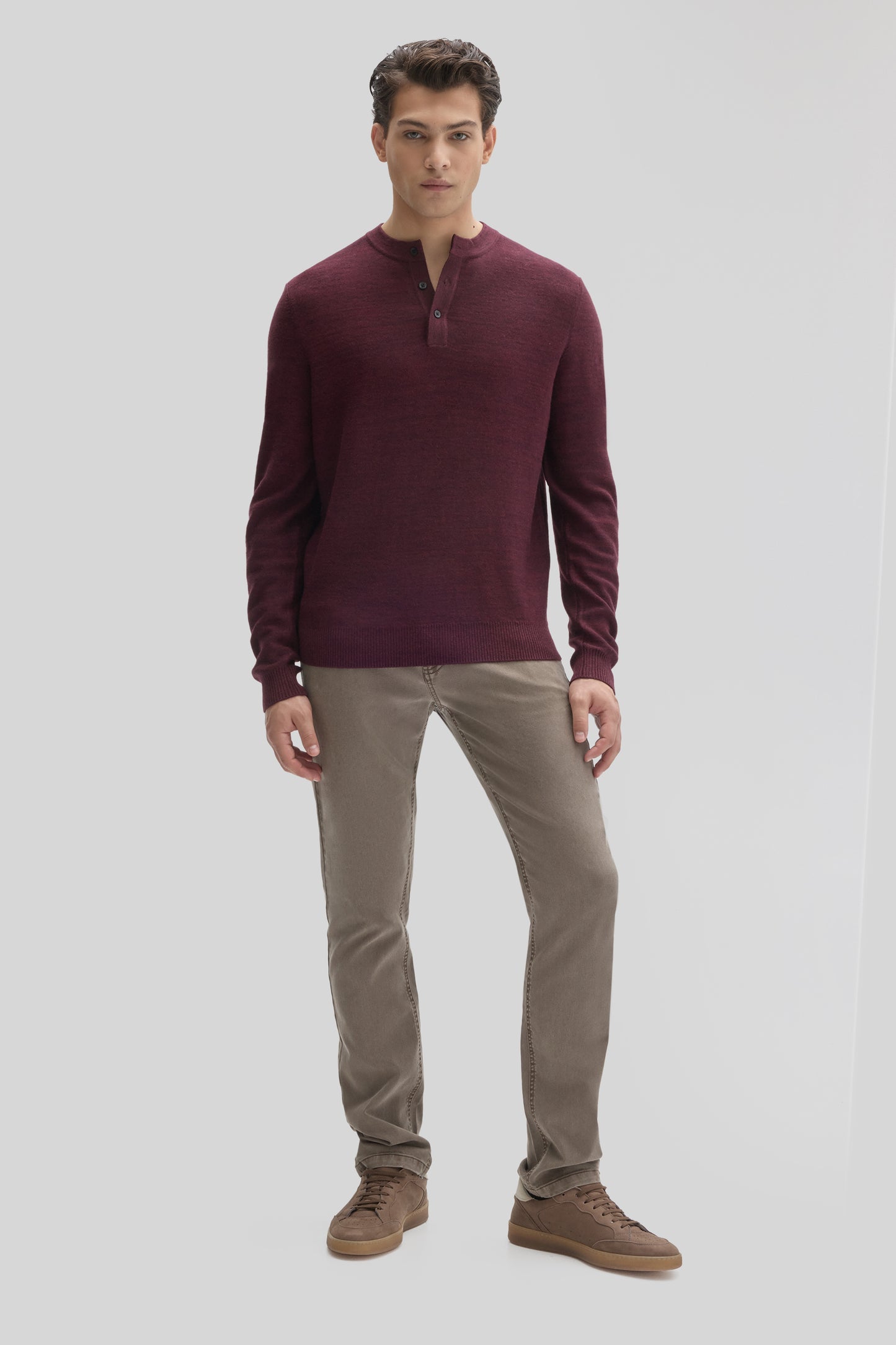Aranda Henley Sweater - Deep Bordeaux