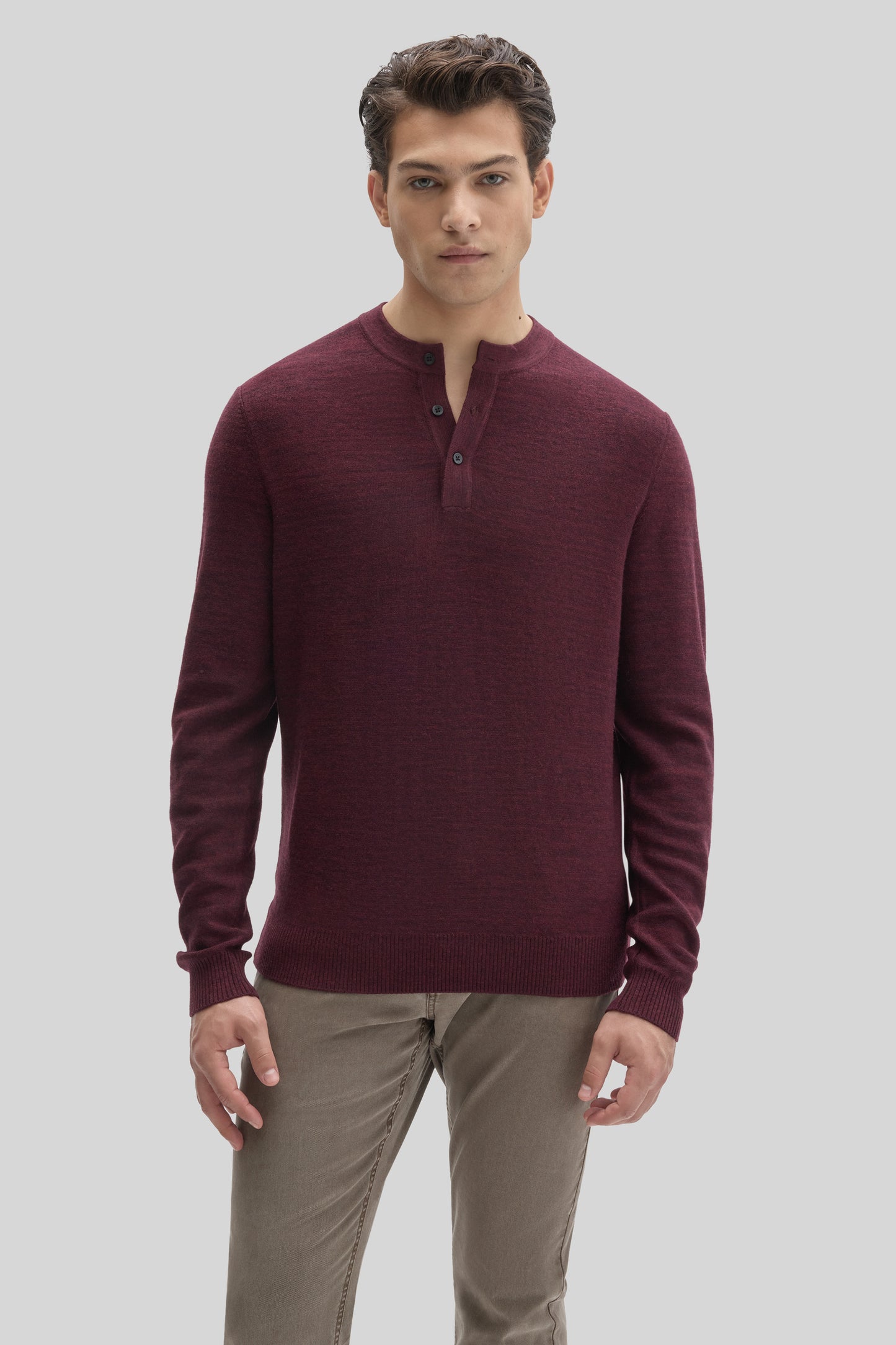 Aranda Henley Sweater - Deep Bordeaux
