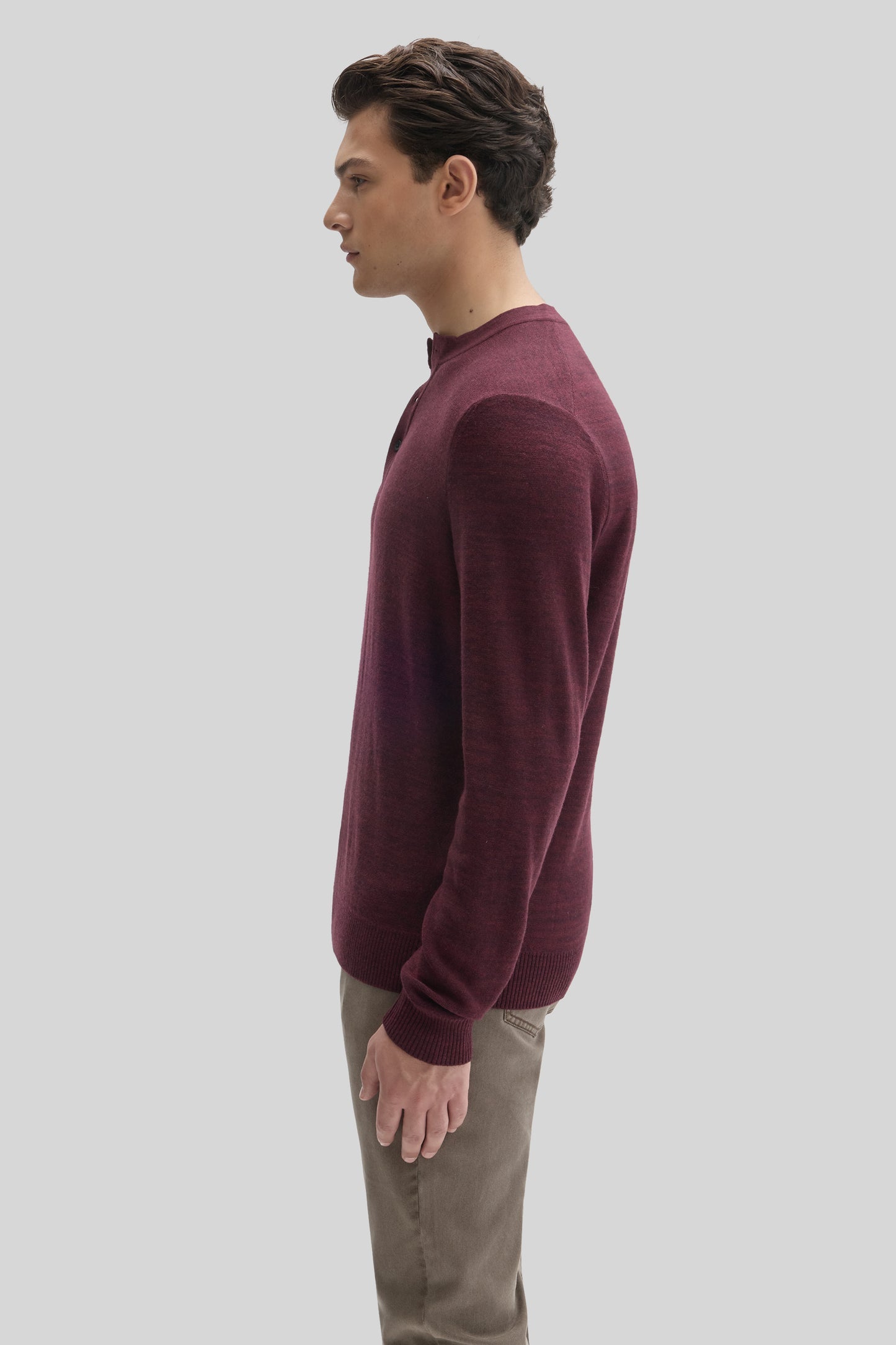 Aranda Henley Sweater - Deep Bordeaux