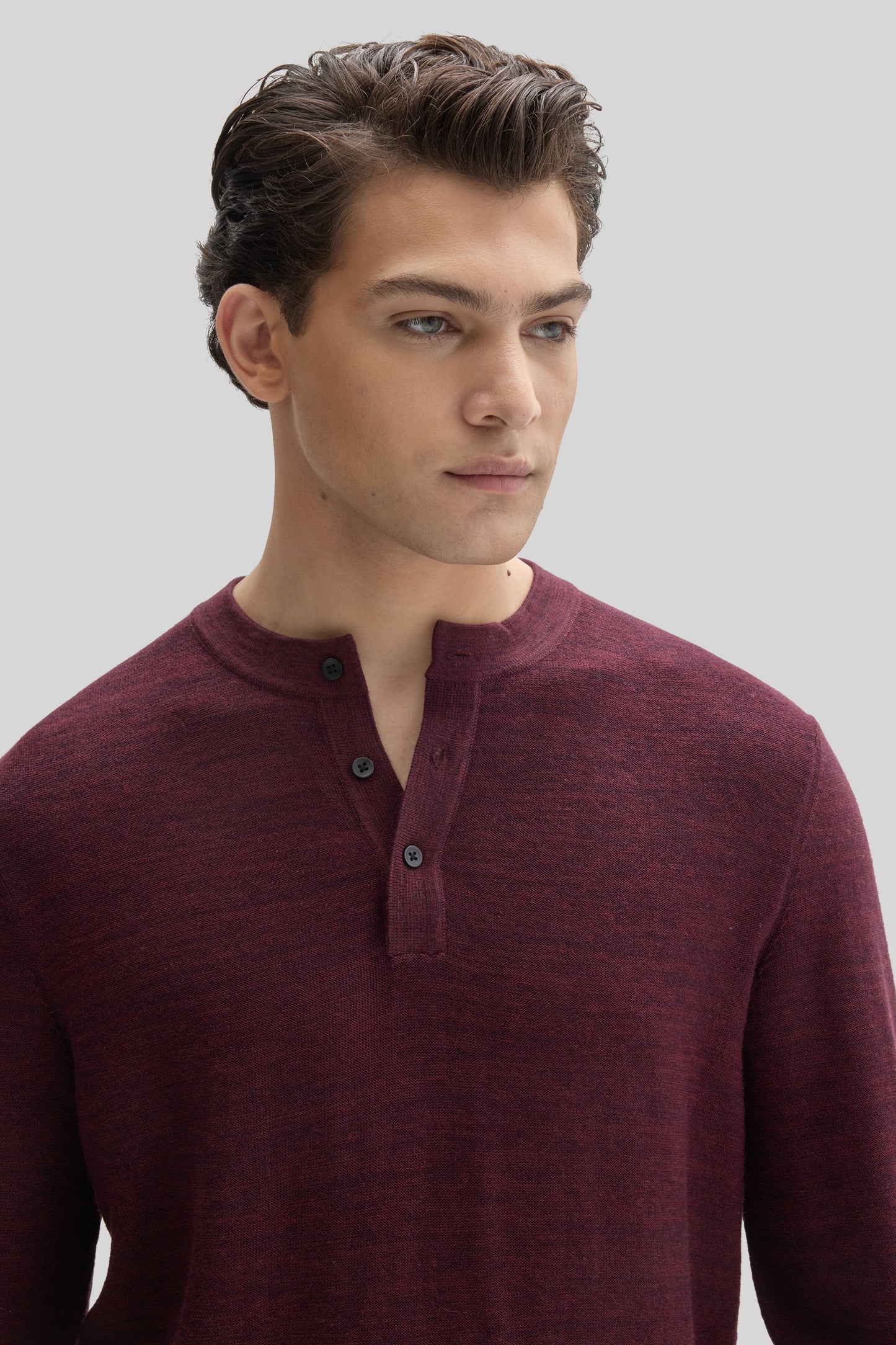 Aranda Henley Sweater - Deep Bordeaux