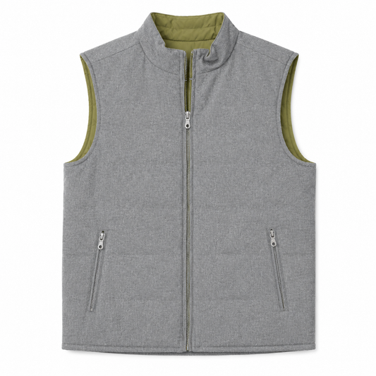 Reversible Quilted Vest - Charcoal