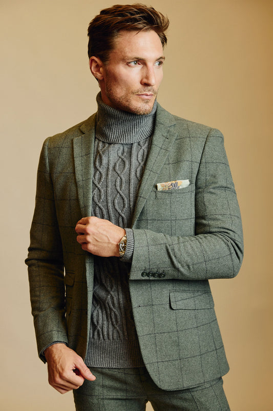 Dover Notch Jacket - Sage Windowpane