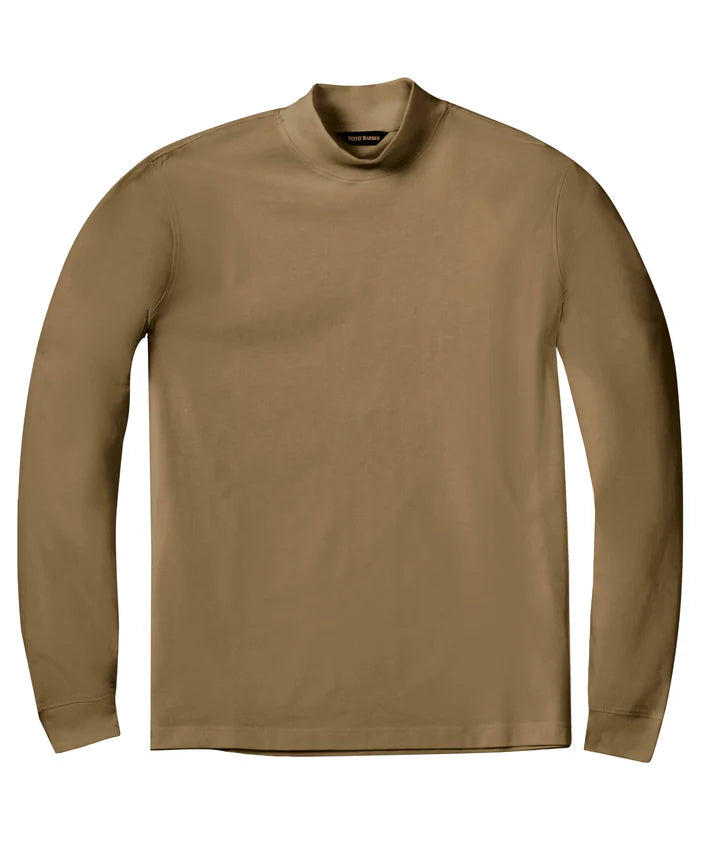 Pima Interlock Mock Turtleneck -  Camel