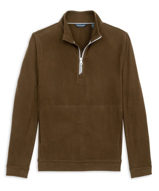 Stretch Fleece Zip Mock - Chocolate