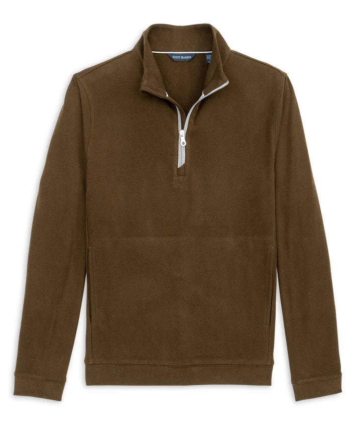 Stretch Fleece Zip Mock - Chocolate