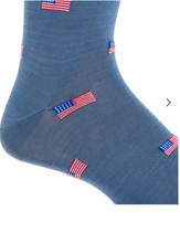 Load image into Gallery viewer, Indigo Blue with Red, White and Blue American Flag Sock
