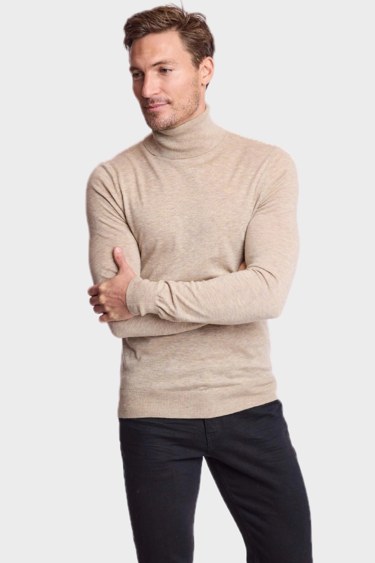 Luxe Fine Gauge Turtleneck  - British Tan