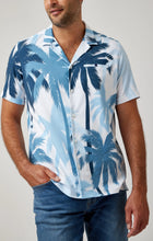 Load image into Gallery viewer, Light Blue Palms Short Sleeve Resort Shirt
