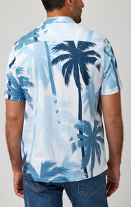 Light Blue Palms Short Sleeve Resort Shirt