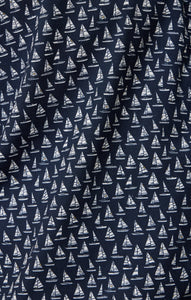 Navy Sail Boat Short Sleeve Shirt