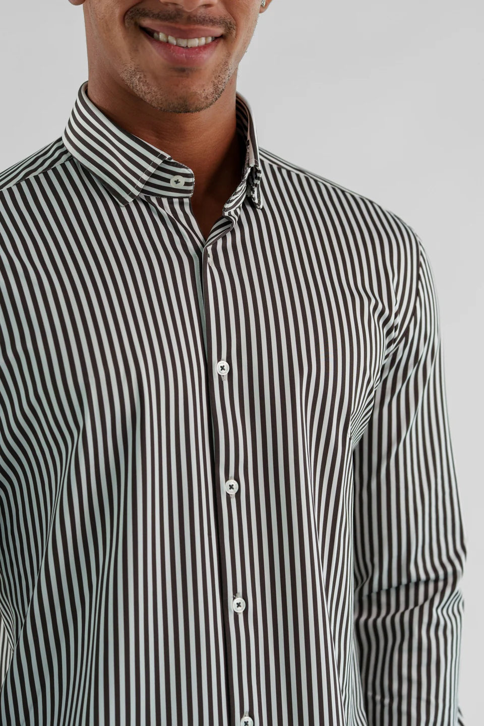 Apex Dark Brown Bengal Stripe Long Sleeve Shirt