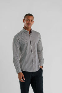 Apex Dark Brown Bengal Stripe Long Sleeve Shirt